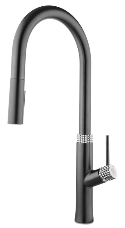 ברז מטבח נשלף שחור בשילוב ניקל Clear ברז מטבח נשלף שחור בשילוב ניקל Clear