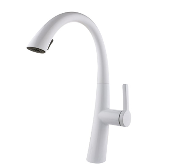 ברז מטבח נשלף לבן מט קלאסיק מסתובב ברז מטבח נשלף לבן מט קלאסיק מסתובב