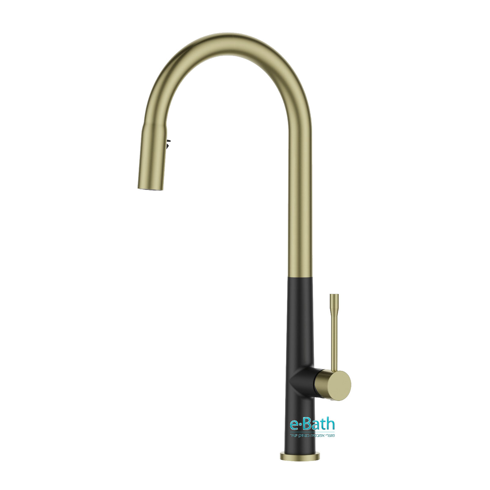 ברז מטבח רוברטו נשלף שחור זהב מט ברז מטבח רוברטו נשלף שחור זהב מט