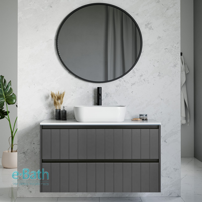 ארון אמבטיה תלוי לימור עם משטח וכיור מונח, רוחב 60 ס"מ ארון אמבטיה תלוי לימור עם משטח וכיור מונח, רוחב 60 ס"מ