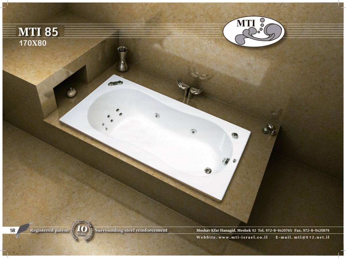 אמבטיה מלבנית 80 ס"מ על 170 ס"מ. MTI-85 אמבטיה מלבנית 80 ס"מ על 170 ס"מ. MTI-85