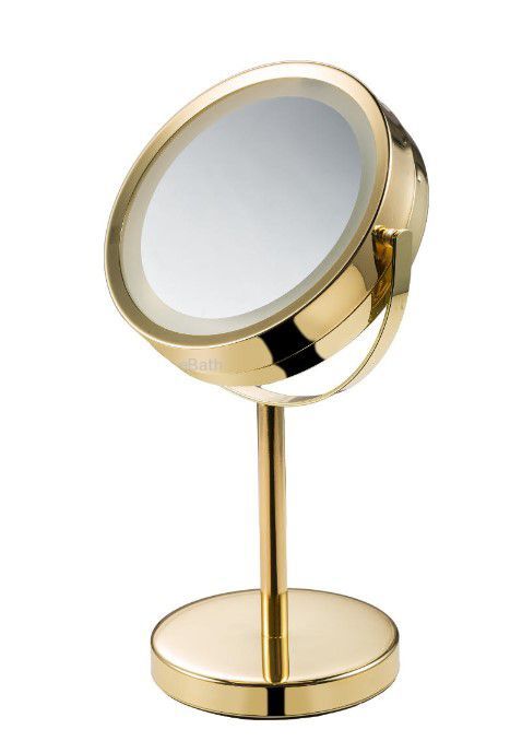 מראה מגדילה מונחת עם תאורת LED בטריה 15 ס"מ צבע זהב מראה מגדילה מונחת עם תאורת LED בטריה 15 ס"מ צבע זהב