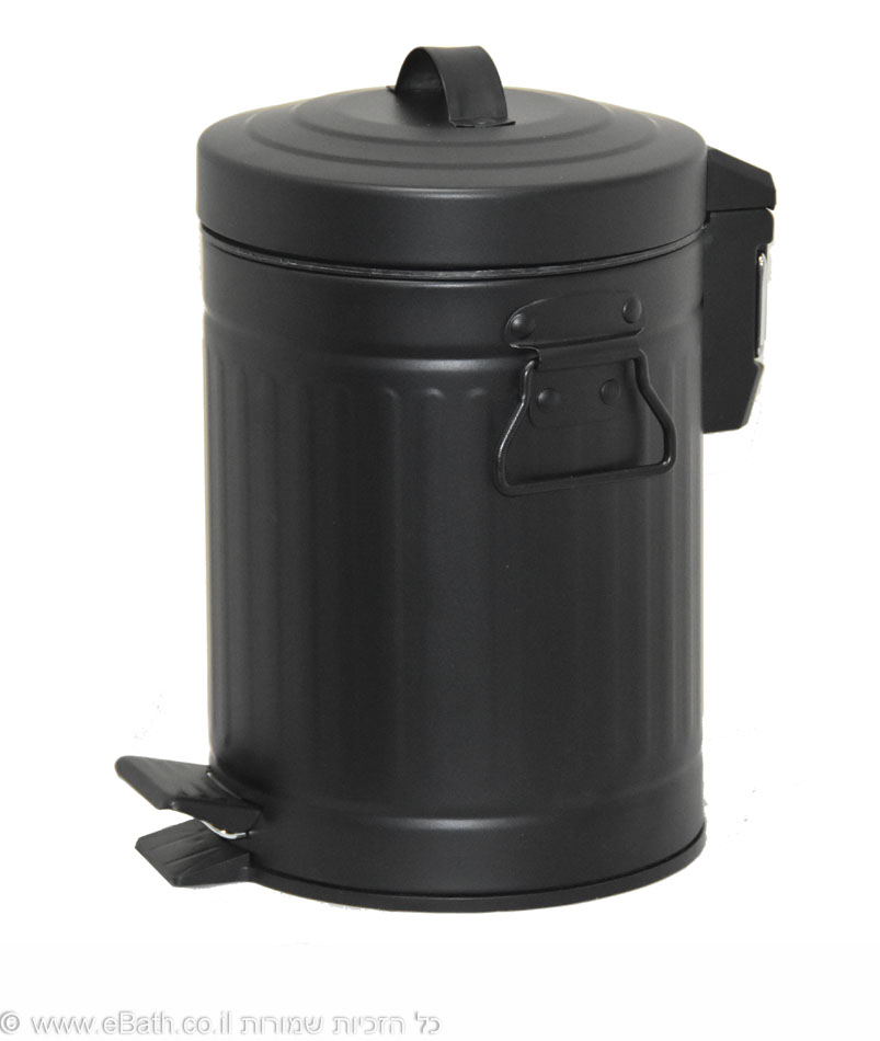 פח רטרו עגול 3 ליטר שחור מט,טריקה שקטה פח רטרו עגול 3 ליטר שחור מט,טריקה שקטה