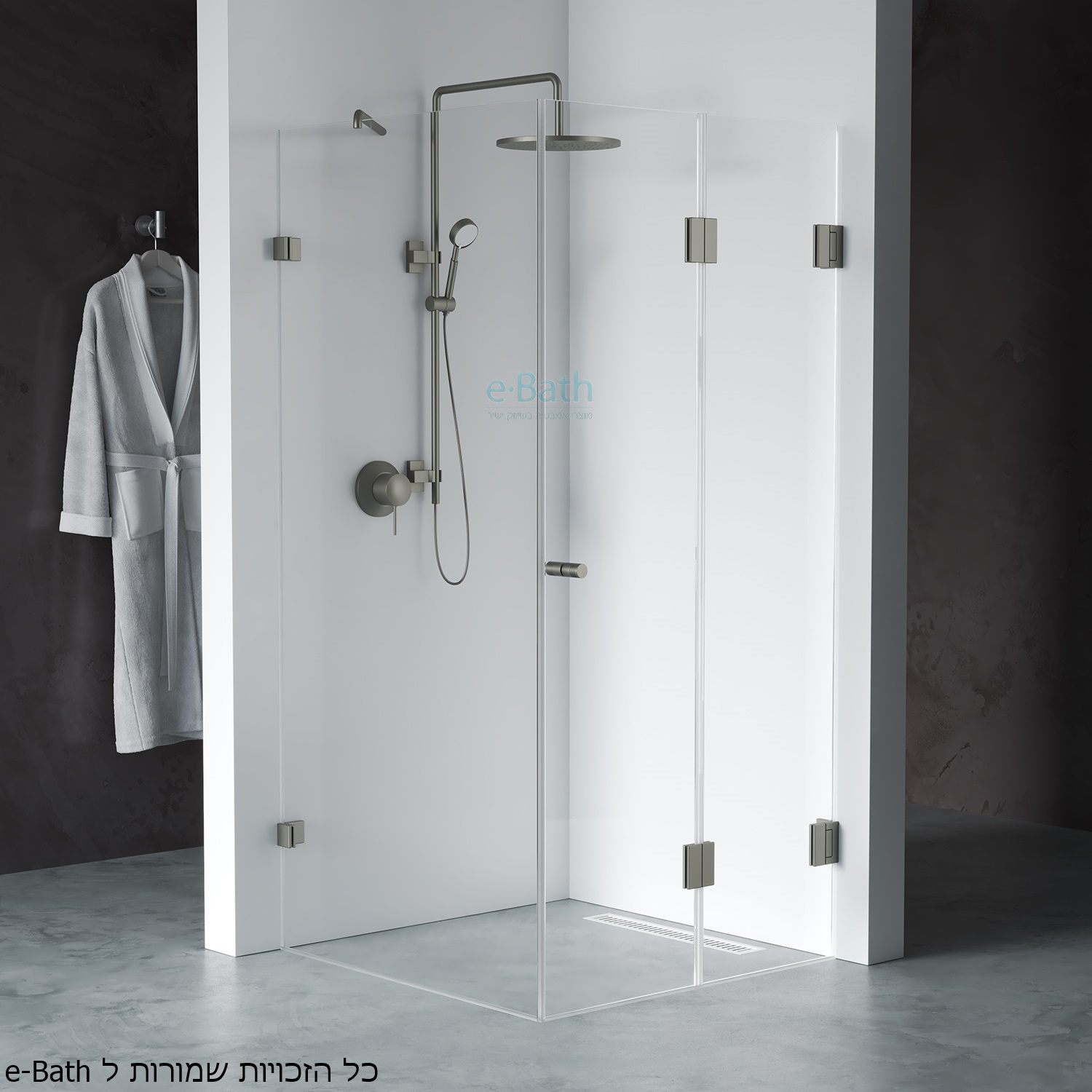 מקלחון פינתי פרזול שחור, חצי דופן קבועה וחצי דלת הרמוניקה מתקפלת מקלחון פינתי פרזול שחור, חצי דופן קבועה וחצי דלת הרמוניקה מתקפלת