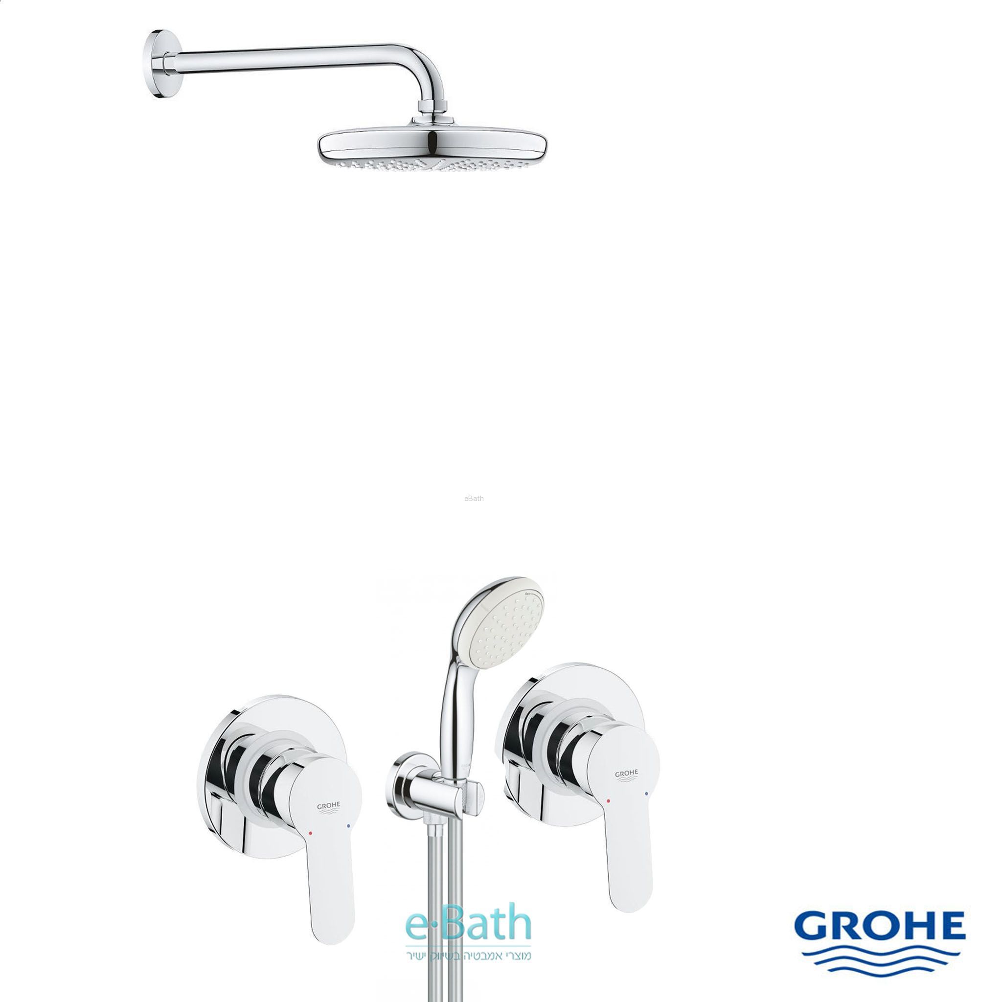 סט אינטרפוץ 4 דרך ניקל מבריק GROHE קוטר 20 סט אינטרפוץ 4 דרך ניקל מבריק GROHE קוטר 20
