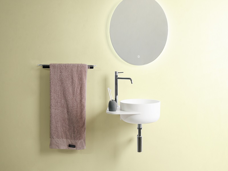 כיור רחצה פינתי עם חור לברז כיור רחצה פינתי עם חור לברז