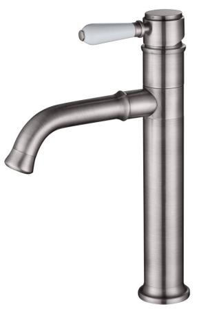 ברז אמבטיה שחור מט גבוה לכיור מונח עם ידית פורצלן. ברז אמבטיה שחור מט גבוה לכיור מונח עם ידית פורצלן.