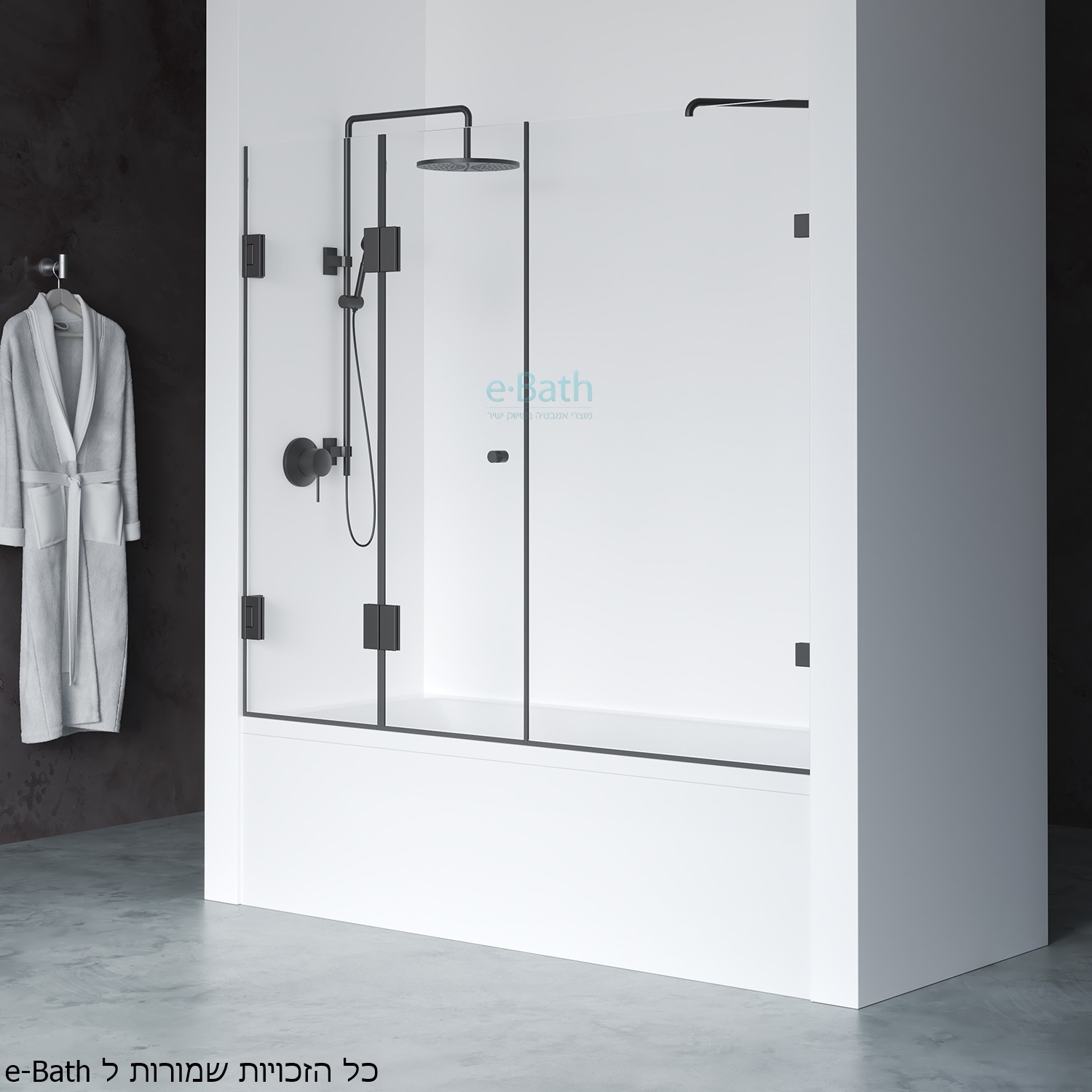 אמבטיון חזית המורכב מחצי דופן קבועה וחצי דלת הרמוניקה אמבטיון חזית המורכב מחצי דופן קבועה וחצי דלת הרמוניקה