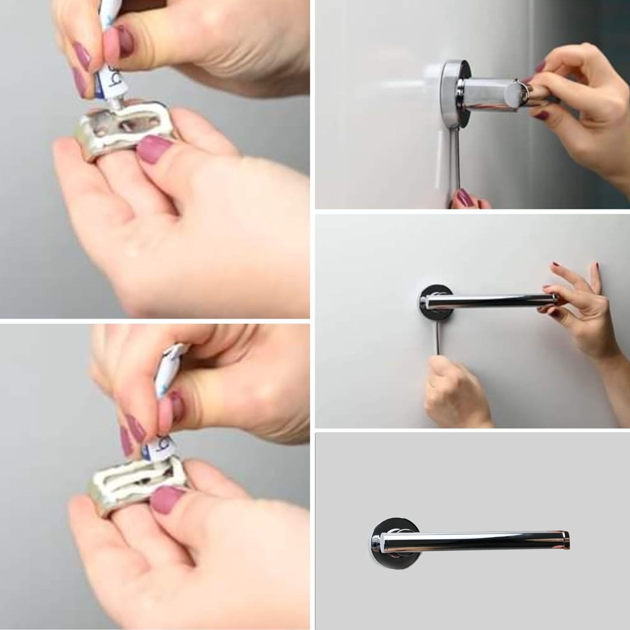 קולב מגבות כפול בהדבקה ניקל Minston קולב מגבות כפול בהדבקה ניקל Minston