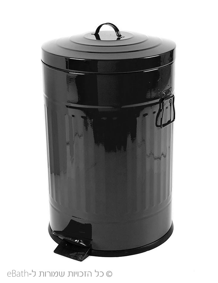 פח רטרו עגול 20 ליטר שחור מט טריקה שקטה פח רטרו עגול 20 ליטר שחור מט טריקה שקטה