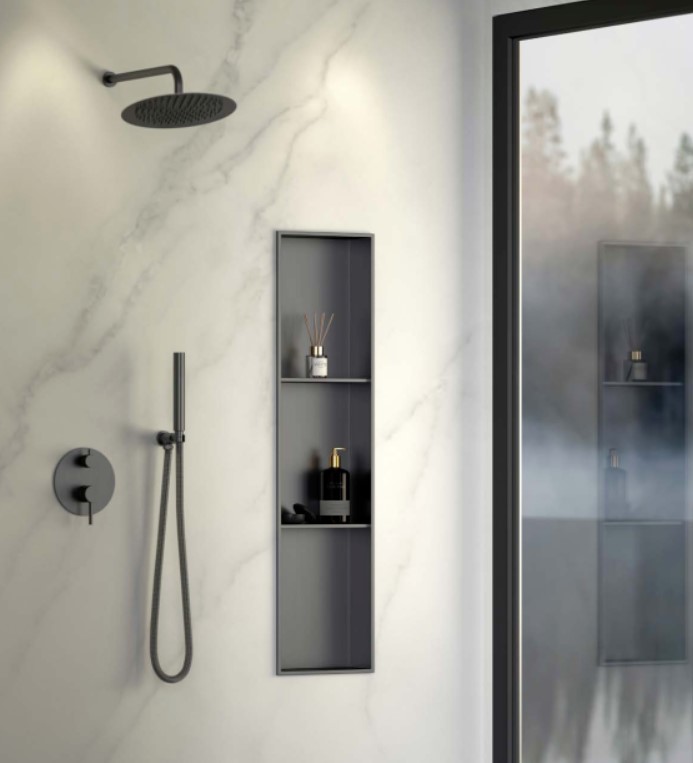 נישה נירוסטה מלבני מחולק שחור מט נישה נירוסטה מלבני מחולק שחור מט