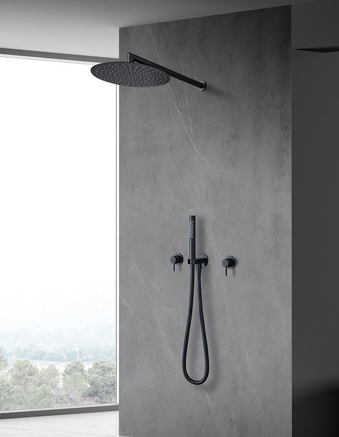 סט מקלחת קומפלט 7 חלקים שחור MP סט מקלחת קומפלט 7 חלקים שחור MP