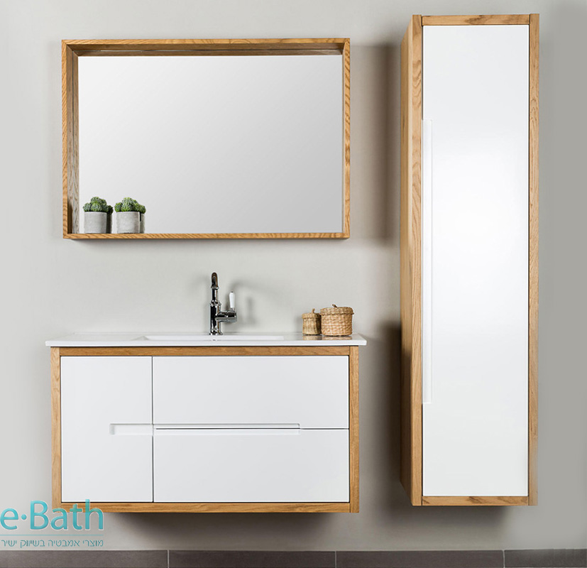 ארון אמבטיה מעוצב תלוי אורן 90 ס"מ ארון אמבטיה מעוצב תלוי אורן 90 ס"מ