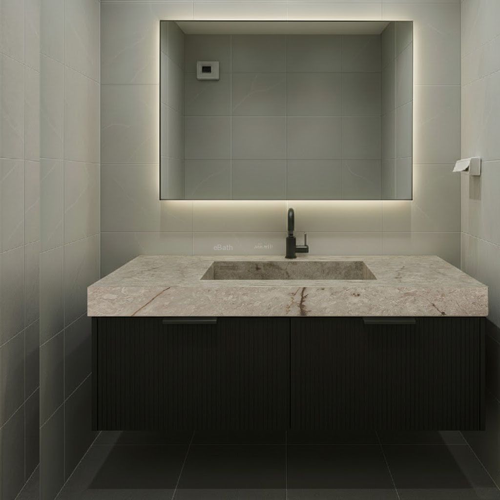 ארון אמבטיה תלוי עם כיור גרניט פורצלן LINE Granit ארון אמבטיה תלוי עם כיור גרניט פורצלן LINE Granit