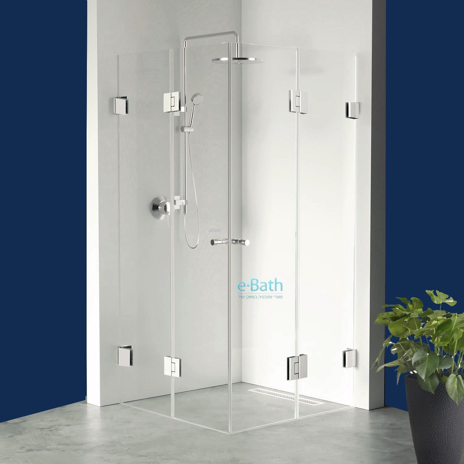 מקלחון פינתי צירים הרמוניקה מתקפל 70X70 מקלחון פינתי צירים הרמוניקה מתקפל 70X70