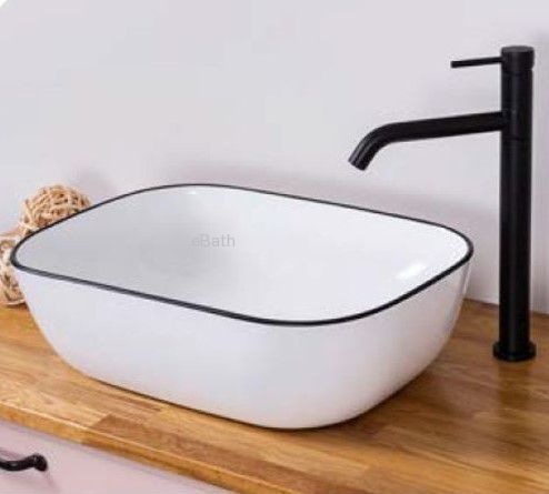 כיור אמבטיה מונח לבן איתי עם פס קונטור שחור 46|32 כיור אמבטיה מונח לבן איתי עם פס קונטור שחור 46|32