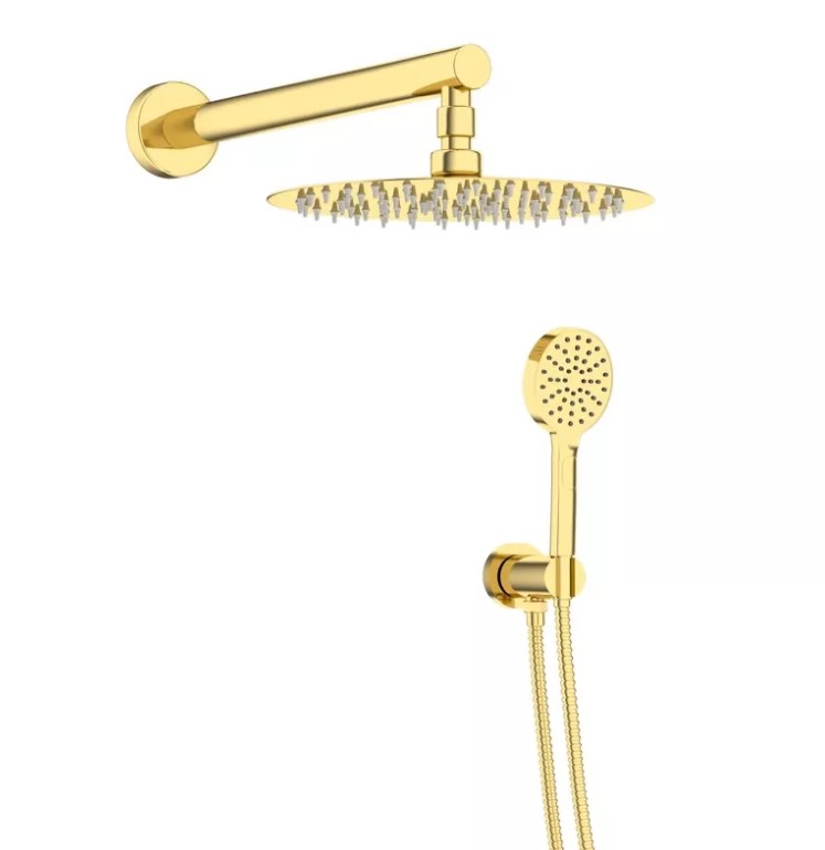 סט קומפלט ראש מקלחת קוטר 25 ס"מ זהב בשילוב שחור סט קומפלט ראש מקלחת קוטר 25 ס"מ זהב בשילוב שחור