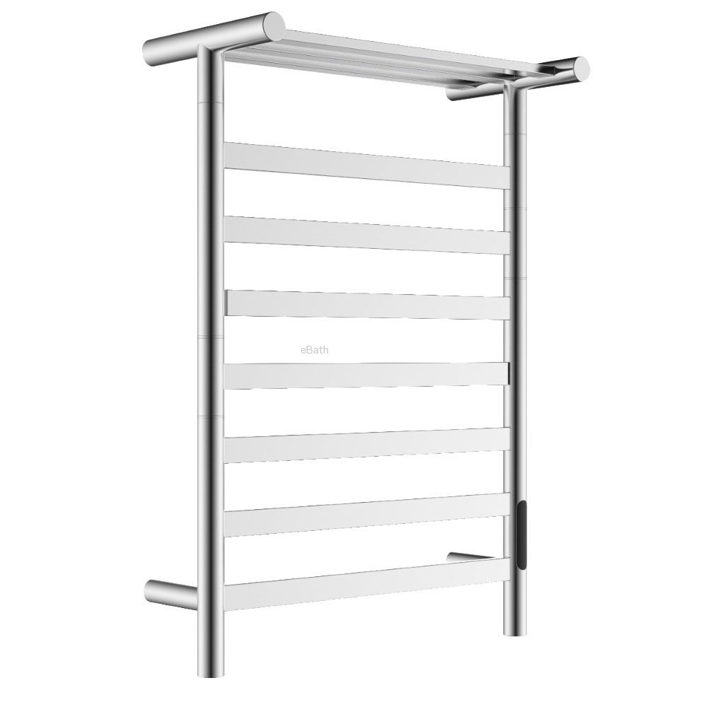 מחמם מגבות שחור מט עם מדף מגבות ומסך לד מחמם מגבות שחור מט עם מדף מגבות ומסך לד