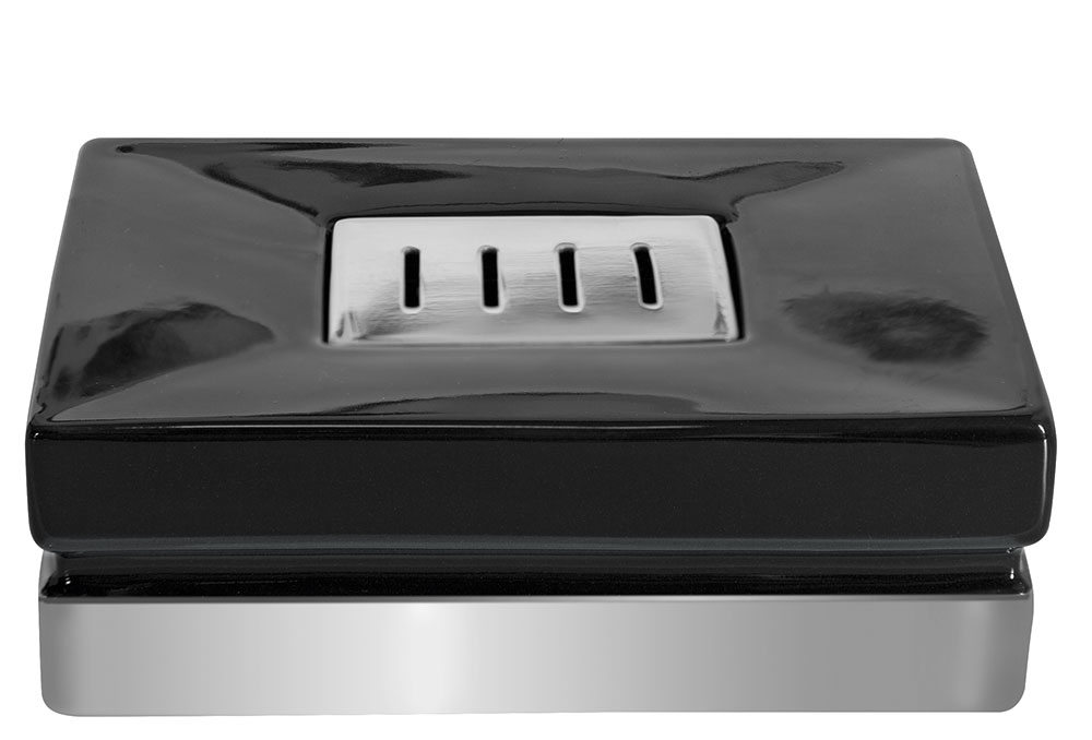 מחזיק לסבון קשיח שחור עם כסף Roma מחזיק לסבון קשיח שחור עם כסף Roma