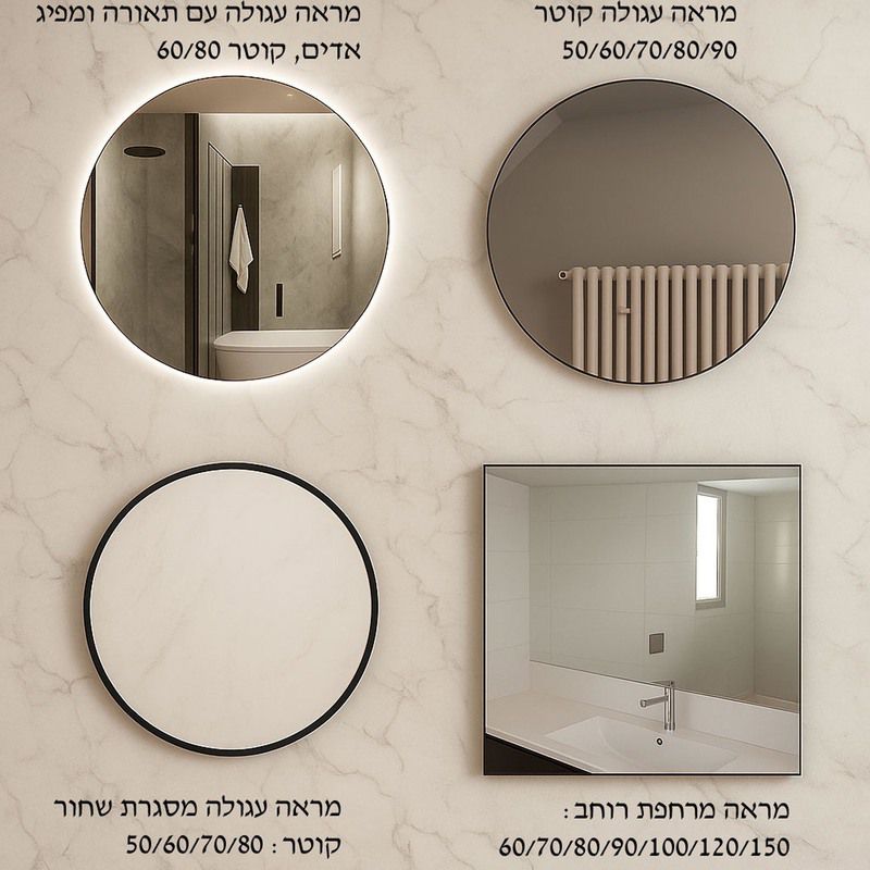 סוגי מראות עגולות ומלבניות לבחירה לארון