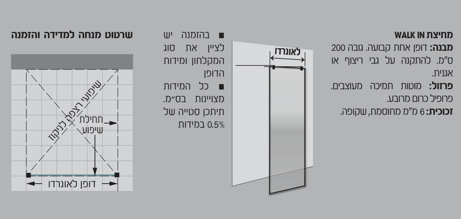 מקלחון Walk In לאונרדו