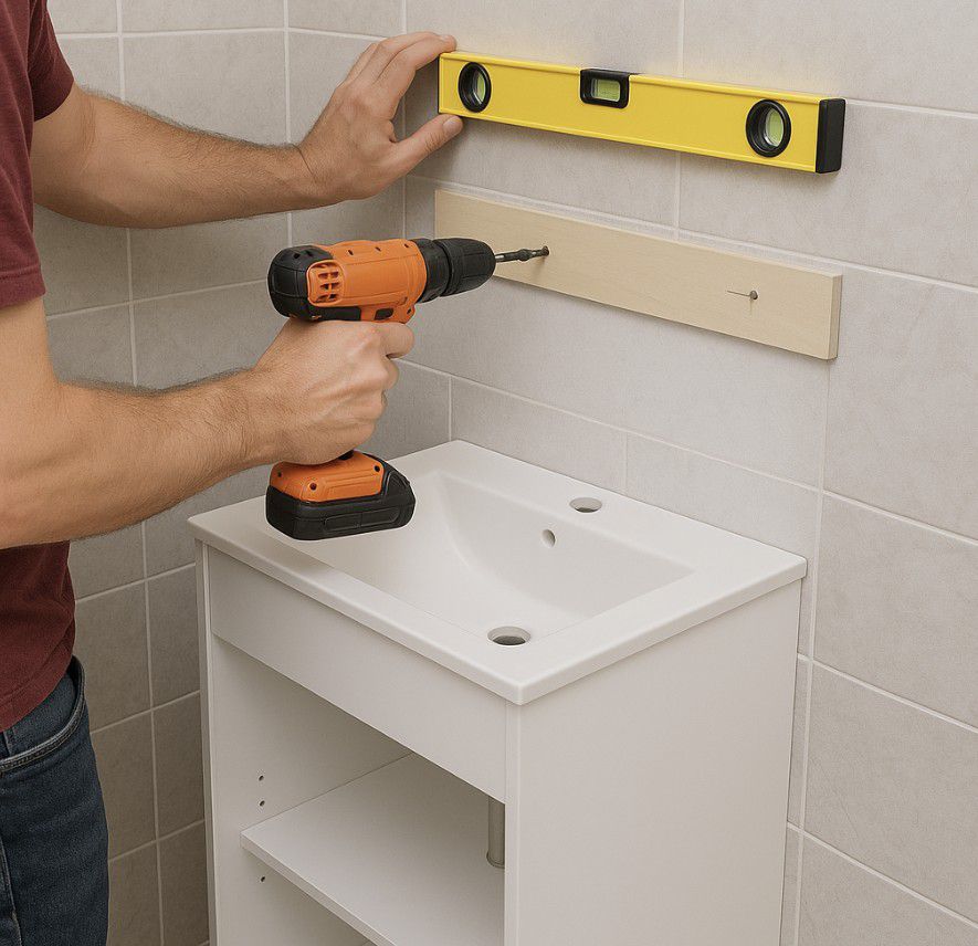 תליית ארון אמבטיה על הקיר